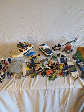 Playmobil Police Lot Boat, Car, Helicopter, Motorcycles, ATV